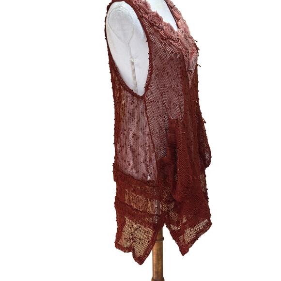 Pretty Angel mesh tunic, rust/pink, statement, whimsical, shabby chic, bohemian - Picture 2 of 6